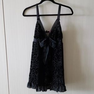 Betsy Johnson black sheer leopard lingerie nightie